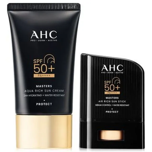 AHC 마스터즈 에어리치 선스틱 14g 1개 + 아쿠아 리치 선크림 50ml 1개 썬크림..